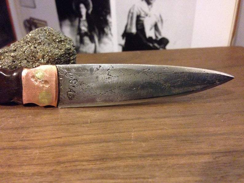hand-forged carbon steel dagger knife by Metals Artisan Laevi Susman