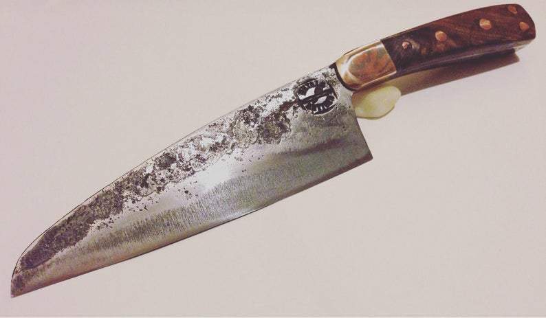 hand-forged Santoku-style knife by Metals Artisan