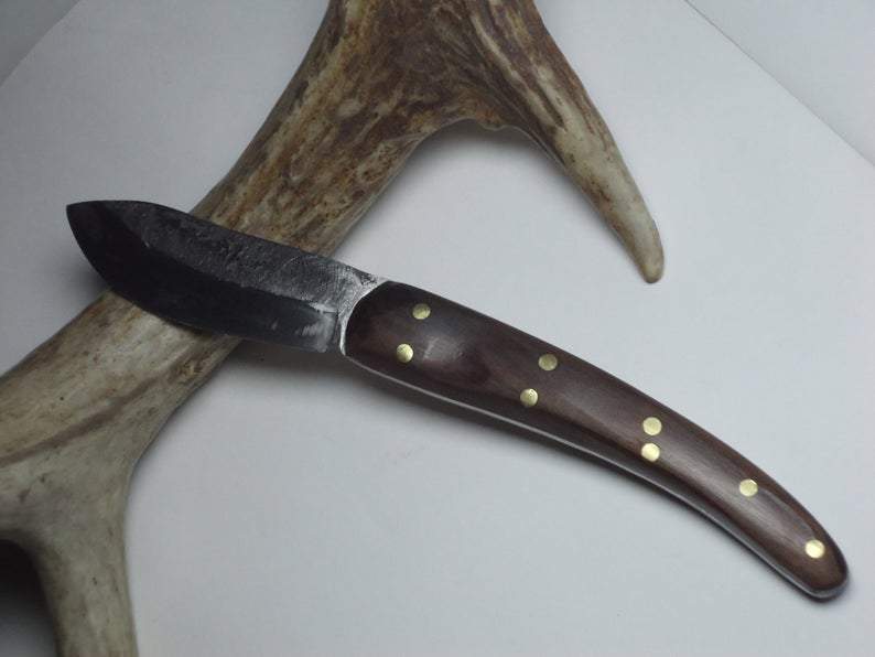 hand-forged wood handled bushcraft knife by Metals Artisan